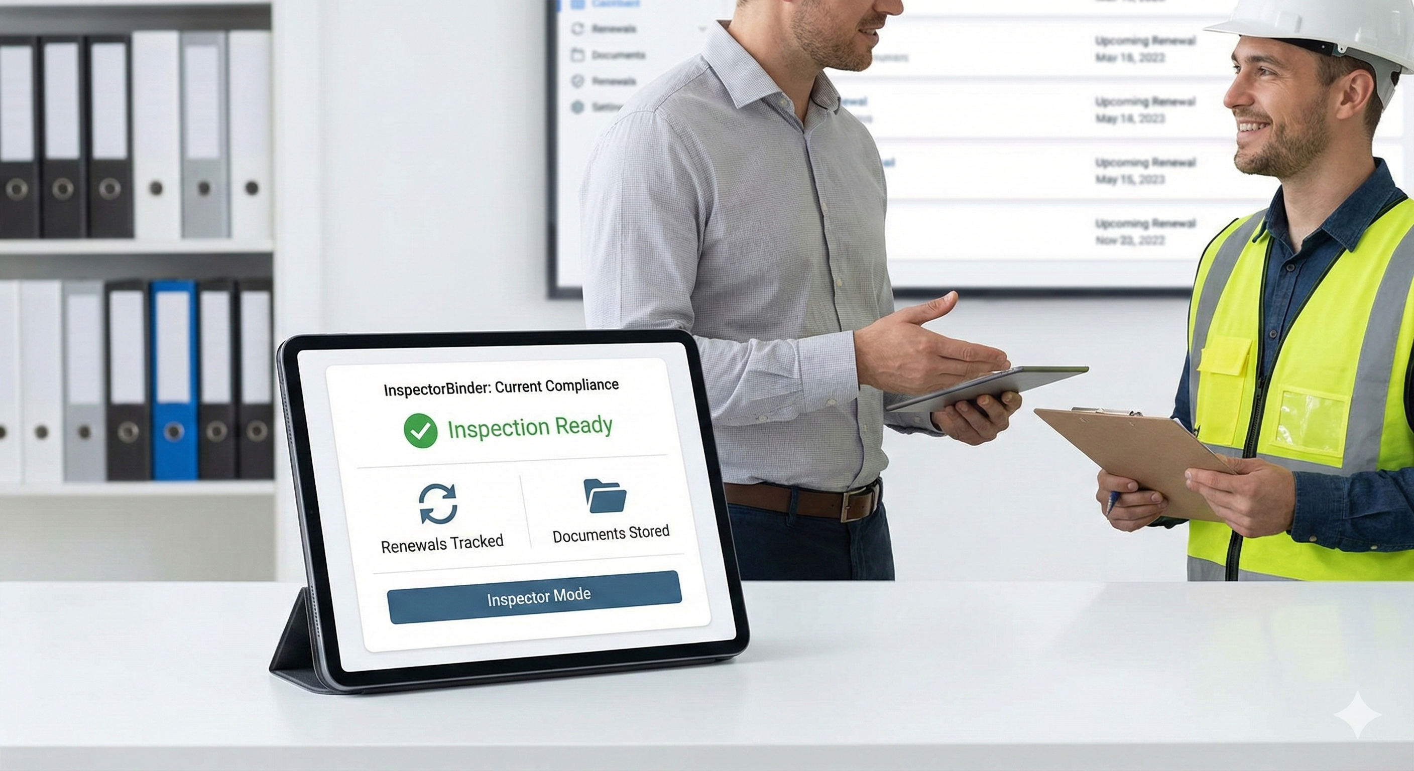 InspectorBinder dashboard for health inspection readiness